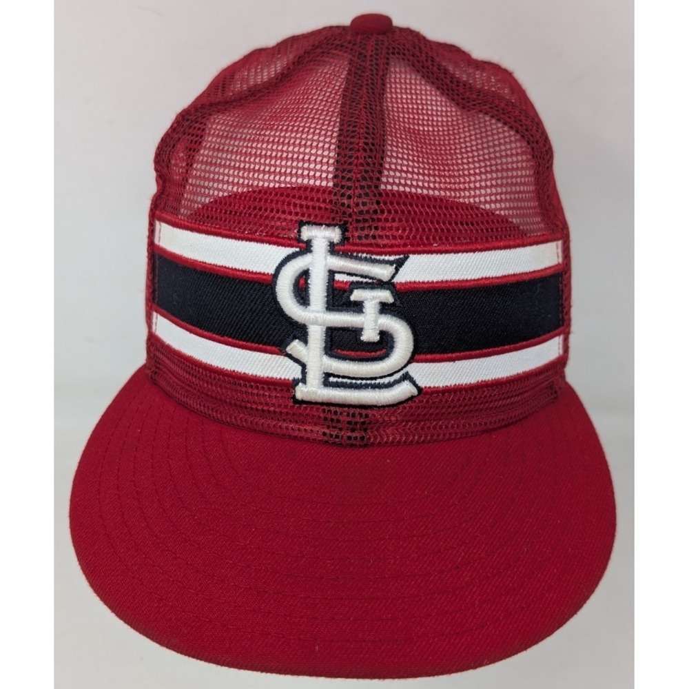 New Era 9FIFTY St Louis Cardinals All Mesh Trucker Hat Baseball Cap Stripe VTG